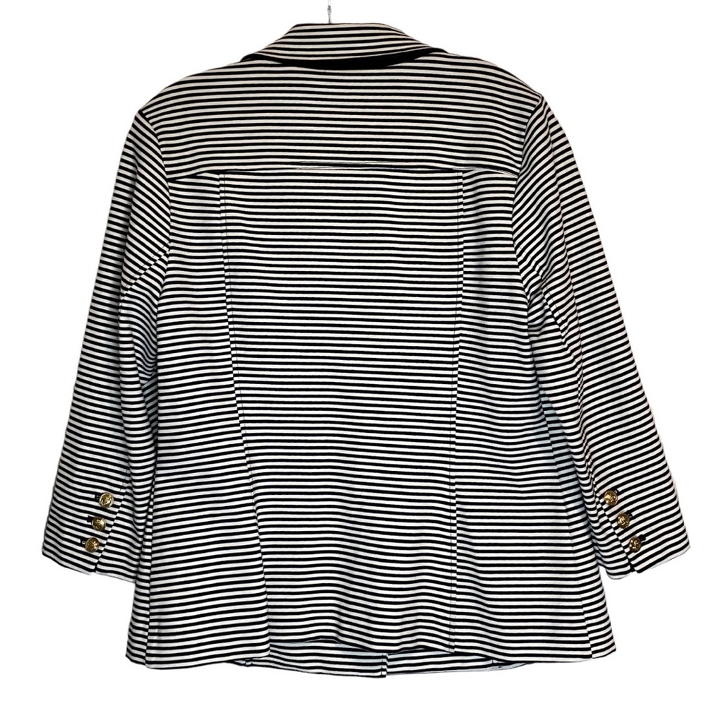 CAbi #823 Striped Life Jacket Nautical Double Breasted Gold Anchor Button Blazer - Picture 4 of 13